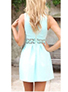 Light Blue Fit and Flare Dress - Lace Middle / Pleated Skirt / High Neck / Sleeveless